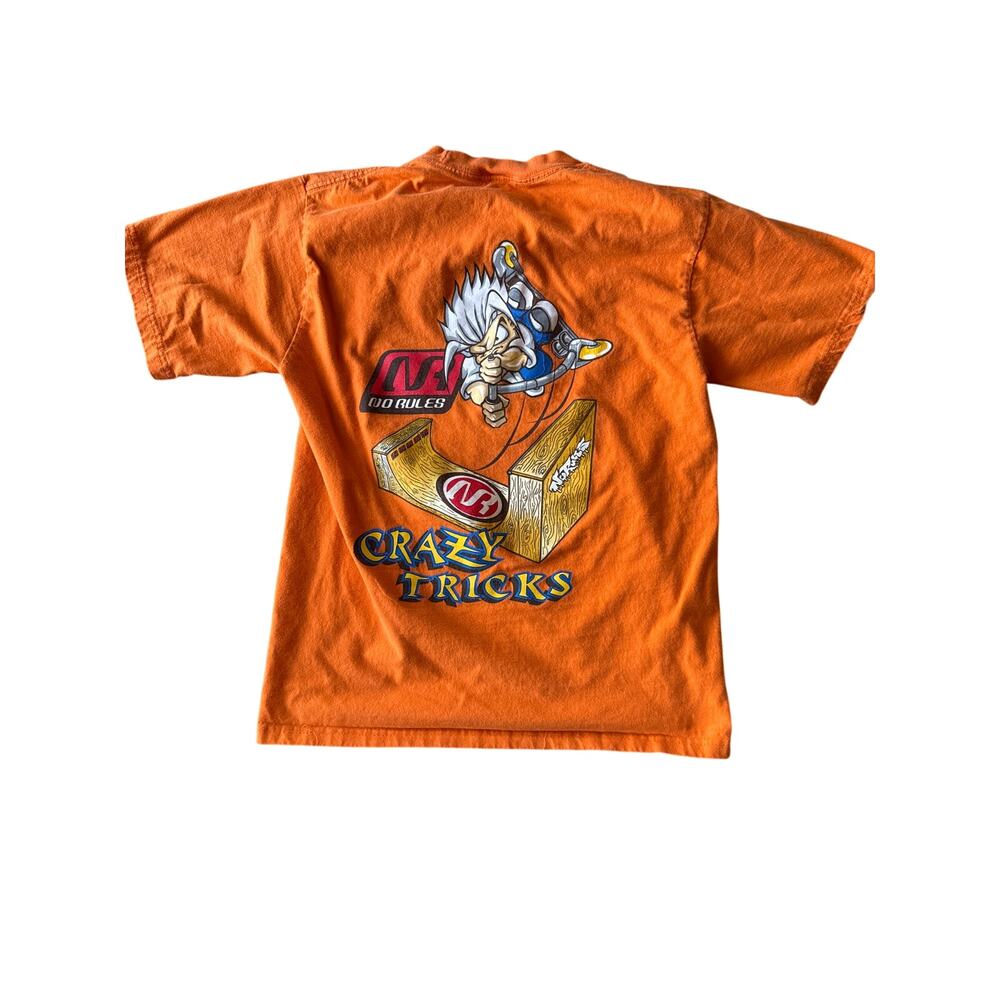 Vintage Y2K No Rules Skater Skooter Youth Large Faded Orange T-shirt